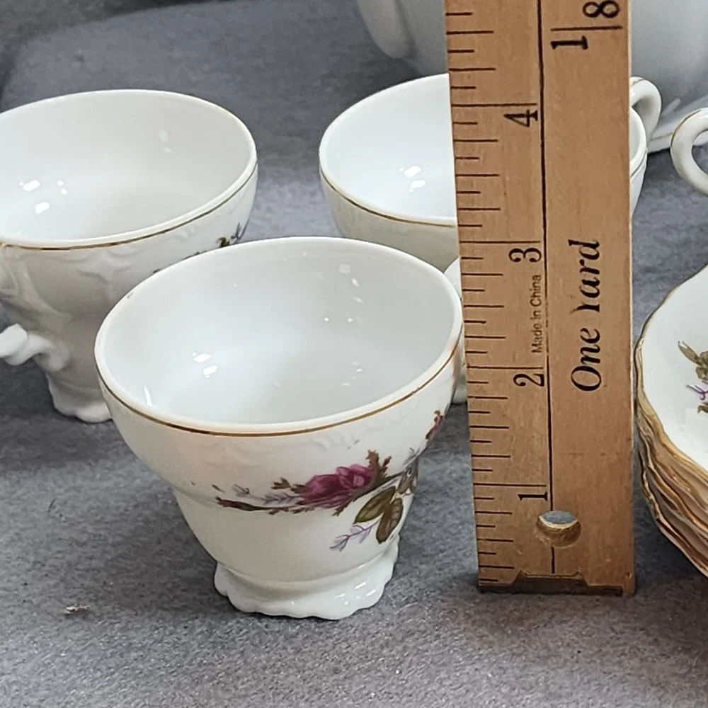 Thames Tea Set White Pink Rose Floral Hand Painted Gold‎ Trim Japan 13pc Set
